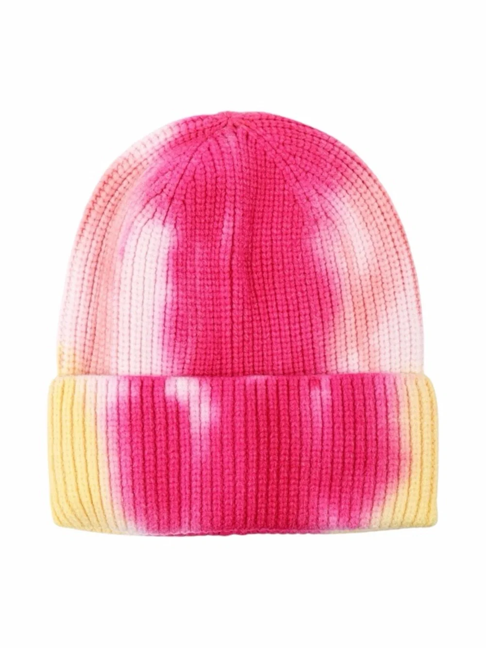 Tie-Dye Knitted Pink & Yellow Knit Beanie NWT